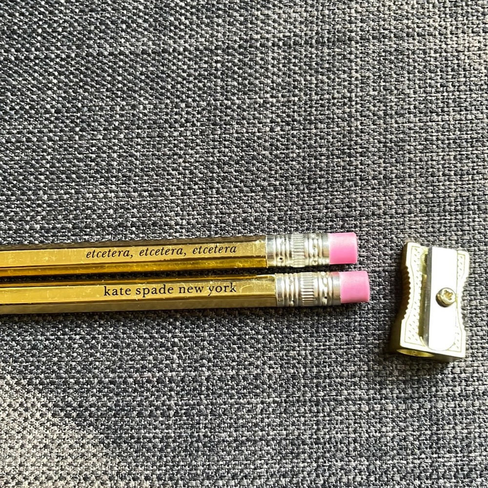 Kate Spade gold pencils + sharpener